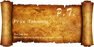 Prix Taksony névjegykártya